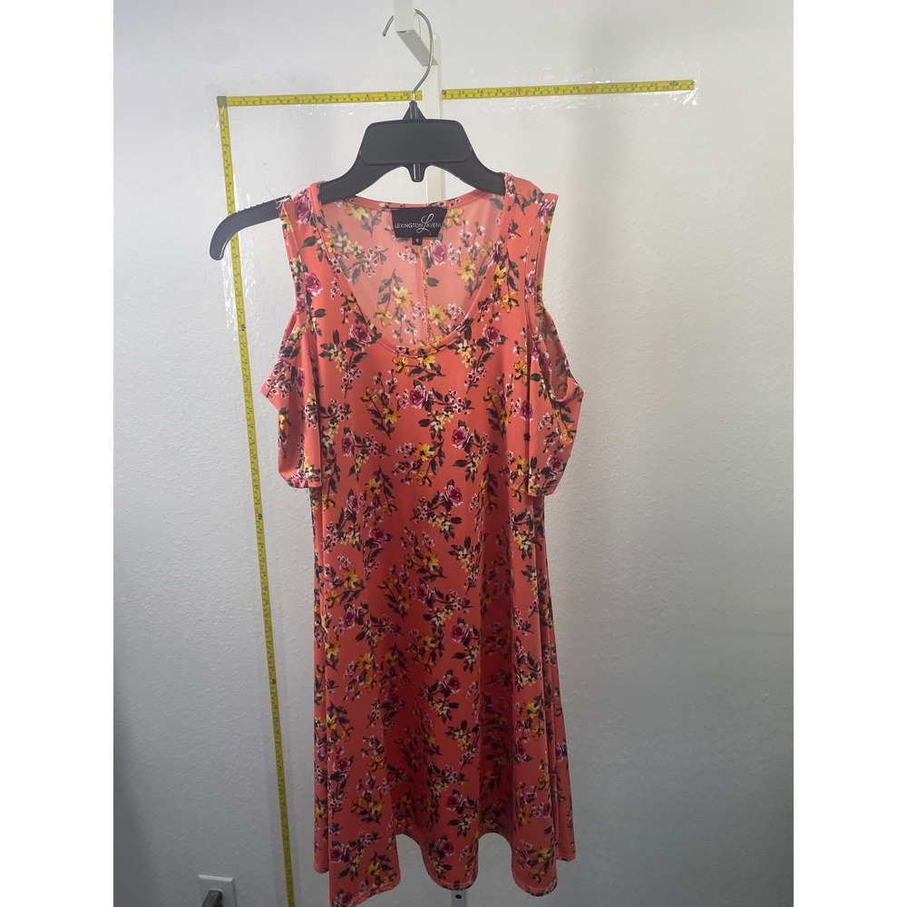 Lexington Avenue Coral Pink Floral Cold Shoulder Shift Dress Womens Small